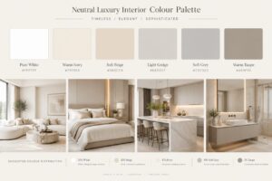 White, beige, ivory and soft grey are common choices for minimalist interiors.